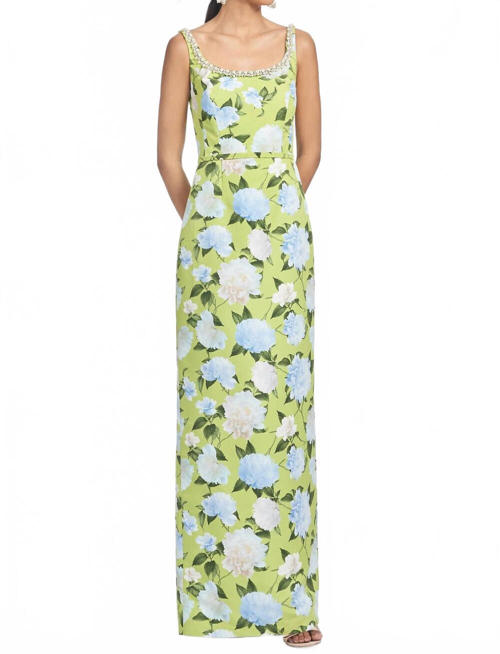 NEW SACHIN & BABI lana sleeveless column dress in citrini peonies